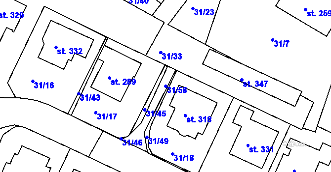 Parcela st. 31/58 v KÚ Plav, Katastrální mapa