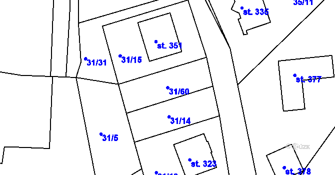 Parcela st. 31/60 v KÚ Plav, Katastrální mapa