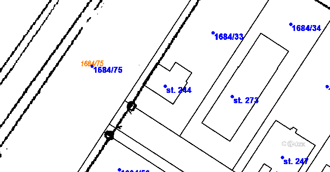 Parcela st. 244 v KÚ Plaveč, Katastrální mapa