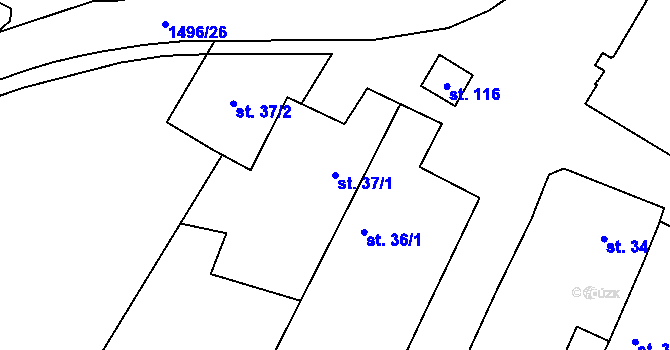 Parcela st. 37/1 v KÚ Plaveč, Katastrální mapa