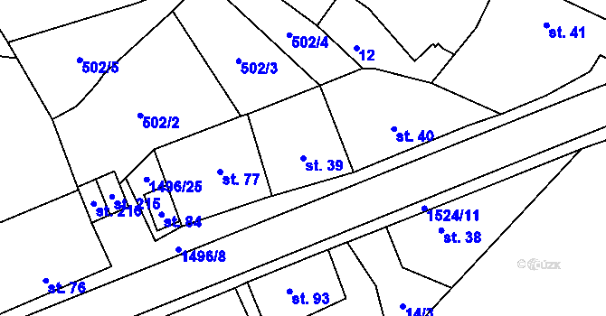 Parcela st. 39 v KÚ Plaveč, Katastrální mapa