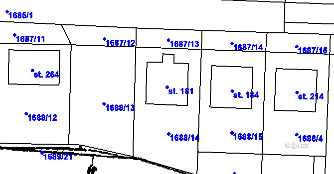 Parcela st. 181 v KÚ Plaveč, Katastrální mapa