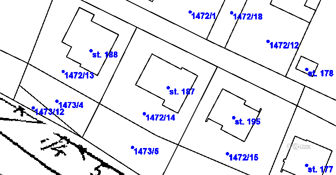 Parcela st. 187 v KÚ Plaveč, Katastrální mapa