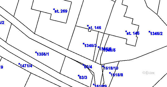 Parcela st. 1346/3 v KÚ Plaveč, Katastrální mapa