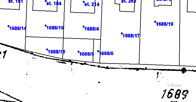 Parcela st. 1688/6 v KÚ Plaveč, Katastrální mapa