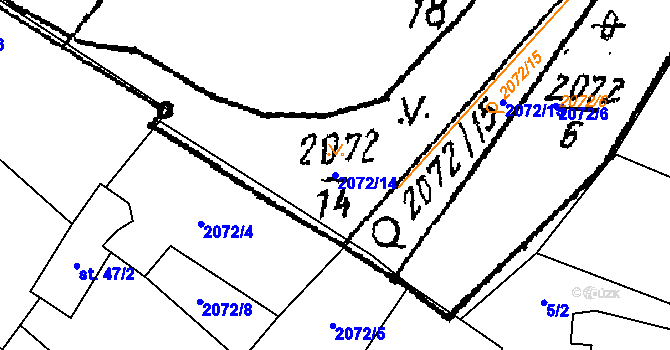 Parcela st. 2072/14 v KÚ Plaveč, Katastrální mapa