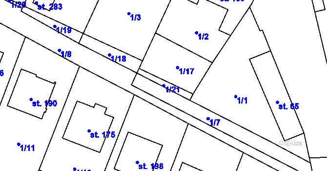 Parcela st. 1/21 v KÚ Plaveč, Katastrální mapa