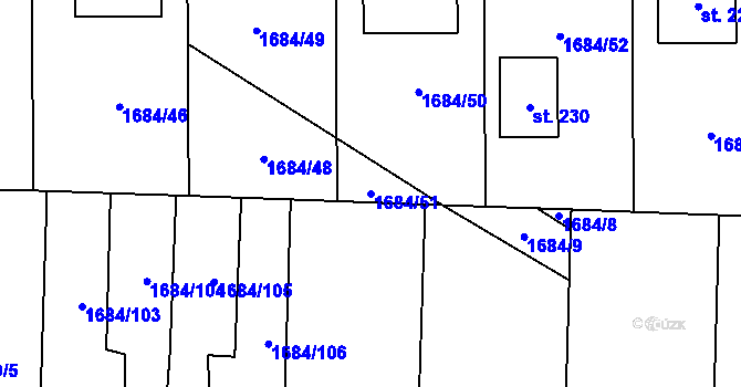 Parcela st. 1684/51 v KÚ Plaveč, Katastrální mapa