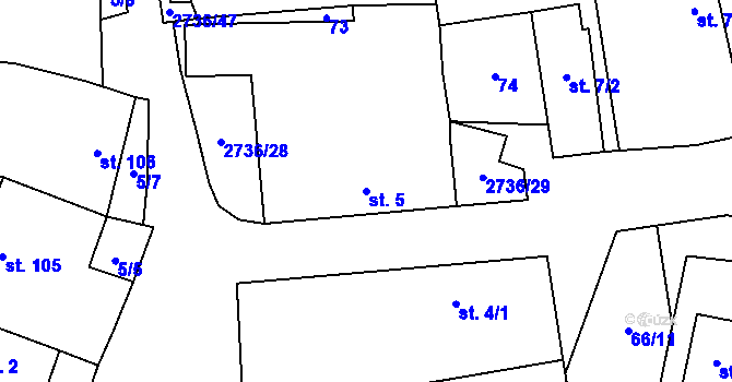 Parcela st. 5 v KÚ Plavsko, Katastrální mapa