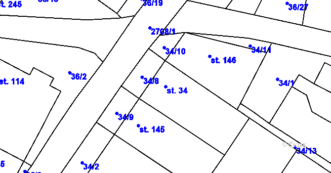 Parcela st. 34 v KÚ Plavsko, Katastrální mapa