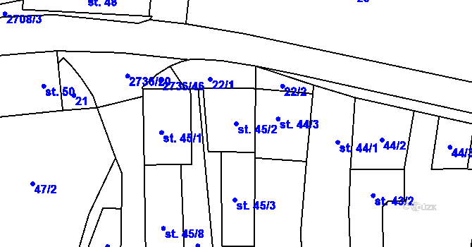 Parcela st. 45/2 v KÚ Plavsko, Katastrální mapa