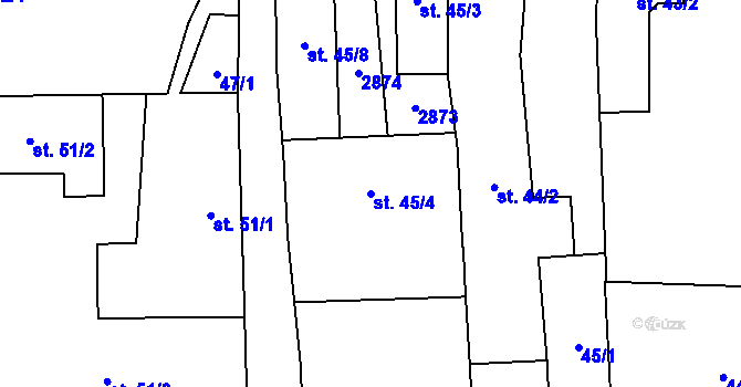 Parcela st. 45/4 v KÚ Plavsko, Katastrální mapa