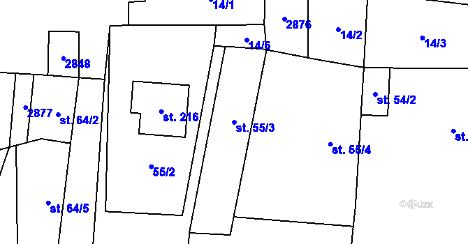 Parcela st. 55/3 v KÚ Plavsko, Katastrální mapa