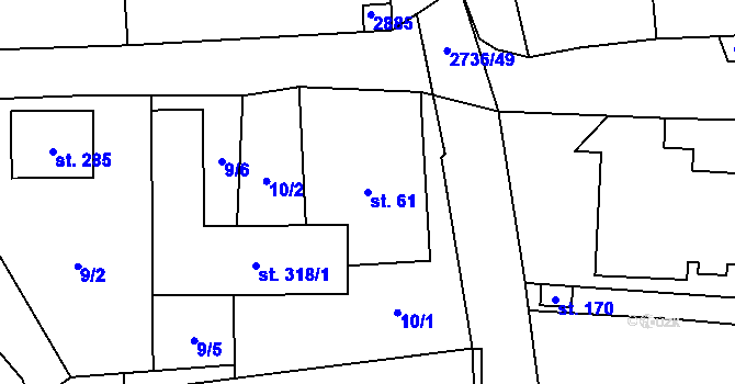 Parcela st. 61 v KÚ Plavsko, Katastrální mapa