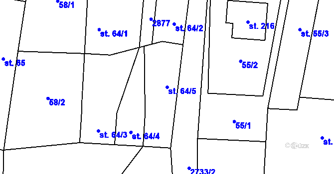 Parcela st. 64/5 v KÚ Plavsko, Katastrální mapa