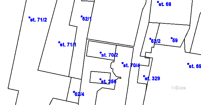 Parcela st. 70/2 v KÚ Plavsko, Katastrální mapa