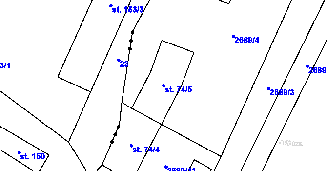 Parcela st. 74/5 v KÚ Plavsko, Katastrální mapa