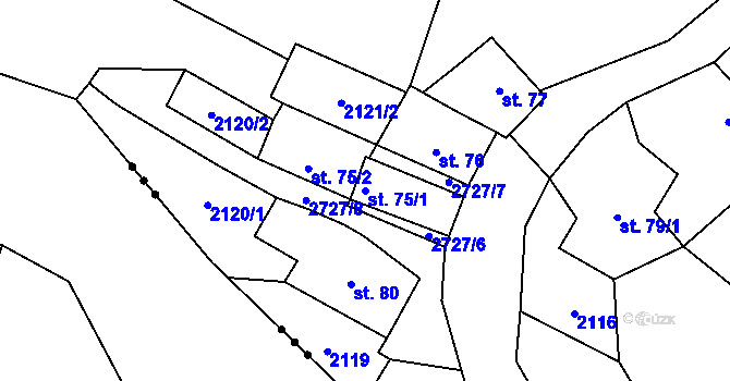 Parcela st. 75/1 v KÚ Plavsko, Katastrální mapa