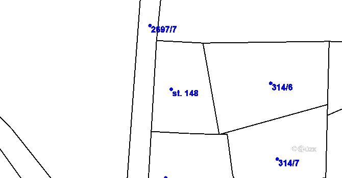 Parcela st. 148 v KÚ Plavsko, Katastrální mapa