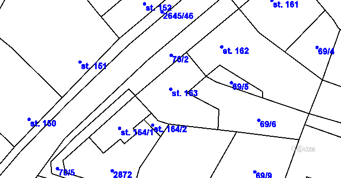 Parcela st. 163 v KÚ Plavsko, Katastrální mapa