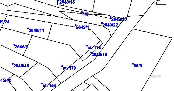 Parcela st. 174 v KÚ Plavsko, Katastrální mapa