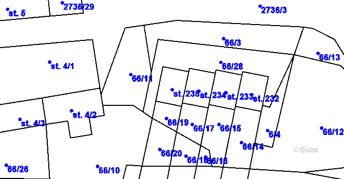 Parcela st. 235 v KÚ Plavsko, Katastrální mapa