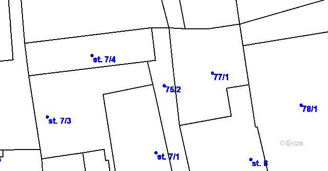 Parcela st. 75/2 v KÚ Plavsko, Katastrální mapa