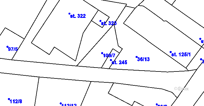 Parcela st. 109/7 v KÚ Plavsko, Katastrální mapa