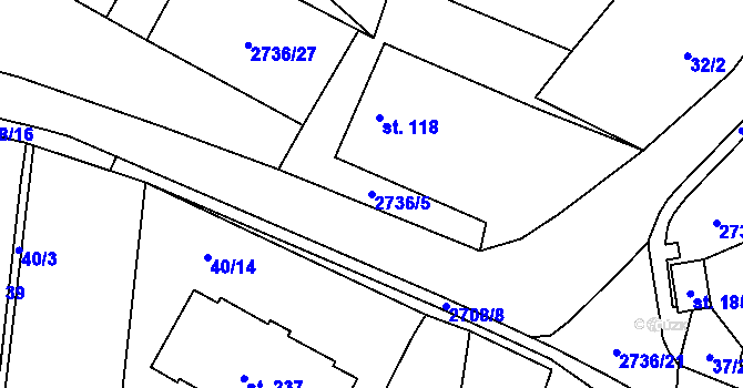Parcela st. 2736/5 v KÚ Plavsko, Katastrální mapa