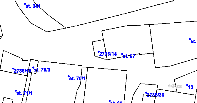 Parcela st. 2736/14 v KÚ Plavsko, Katastrální mapa
