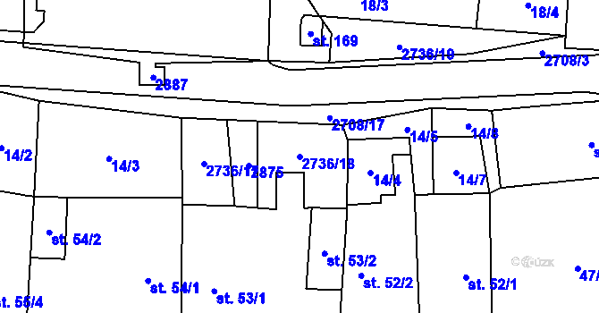 Parcela st. 2736/18 v KÚ Plavsko, Katastrální mapa