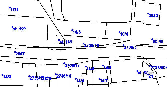 Parcela st. 2736/19 v KÚ Plavsko, Katastrální mapa