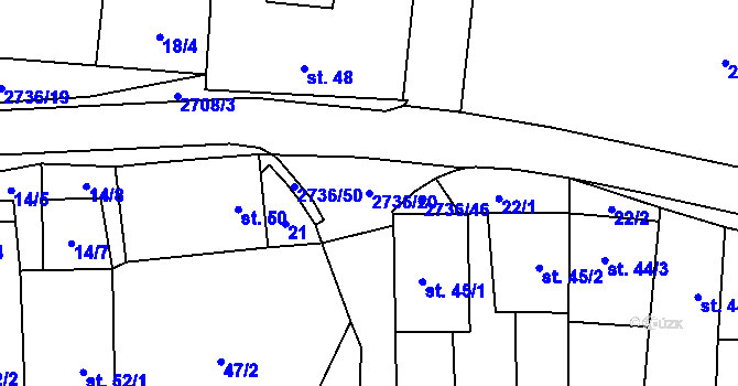 Parcela st. 2736/20 v KÚ Plavsko, Katastrální mapa