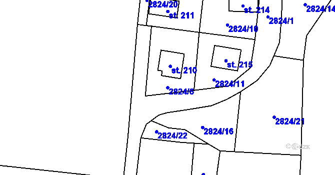 Parcela st. 2824/6 v KÚ Plavsko, Katastrální mapa