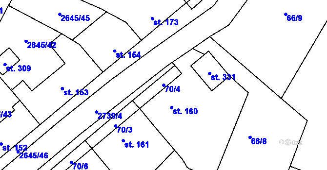 Parcela st. 70/4 v KÚ Plavsko, Katastrální mapa