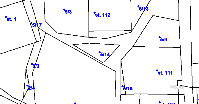 Parcela st. 5/14 v KÚ Plavsko, Katastrální mapa