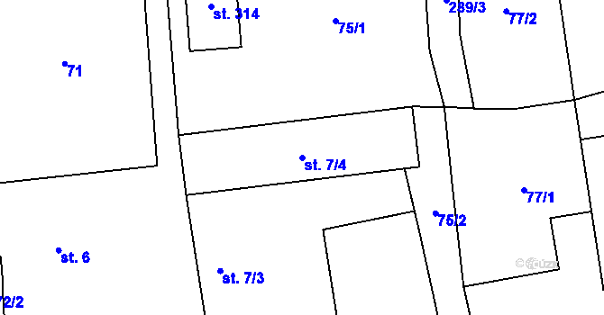 Parcela st. 7/4 v KÚ Plavsko, Katastrální mapa