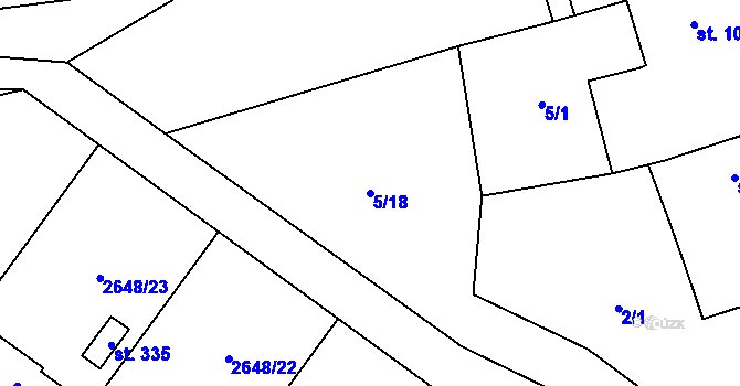 Parcela st. 5/18 v KÚ Plavsko, Katastrální mapa