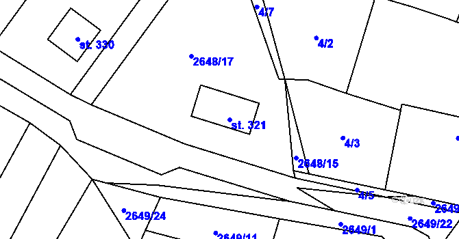 Parcela st. 321 v KÚ Plavsko, Katastrální mapa