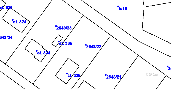 Parcela st. 2648/22 v KÚ Plavsko, Katastrální mapa