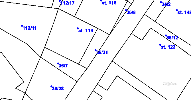 Parcela st. 36/31 v KÚ Plavsko, Katastrální mapa