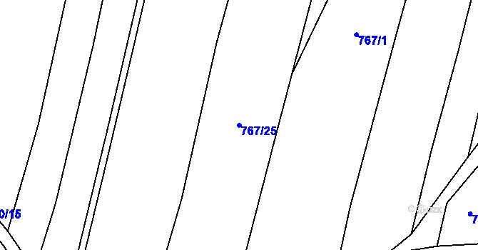 Parcela st. 767/25 v KÚ Plavsko, Katastrální mapa