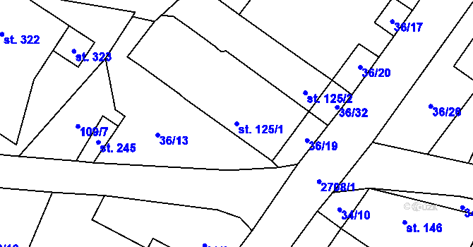 Parcela st. 125/1 v KÚ Plavsko, Katastrální mapa