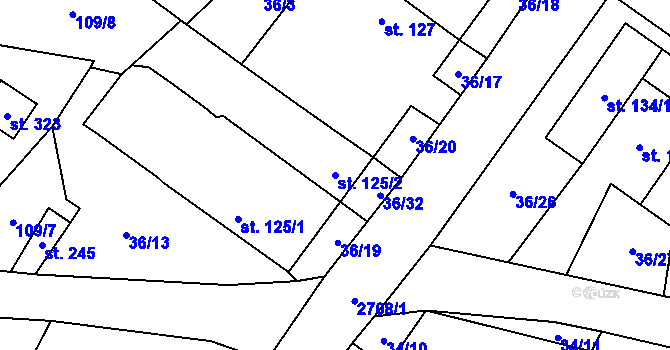 Parcela st. 125/2 v KÚ Plavsko, Katastrální mapa