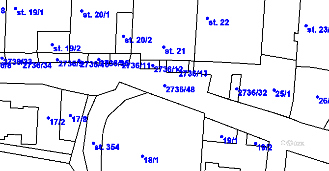 Parcela st. 2736/48 v KÚ Plavsko, Katastrální mapa