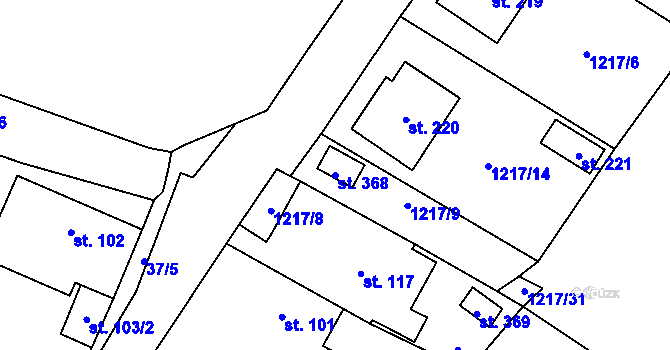 Parcela st. 368 v KÚ Plavsko, Katastrální mapa