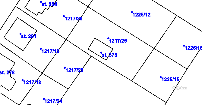 Parcela st. 375 v KÚ Plavsko, Katastrální mapa