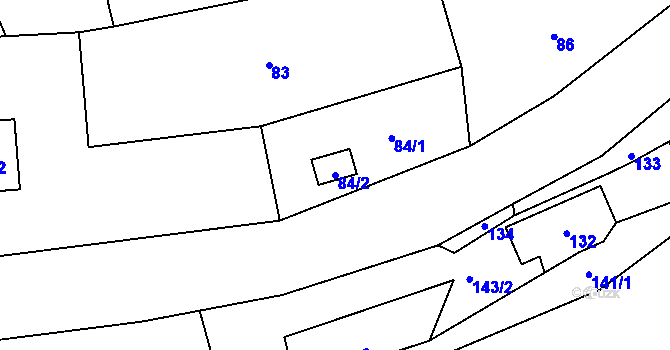 Parcela st. 84/2 v KÚ Haratice, Katastrální mapa