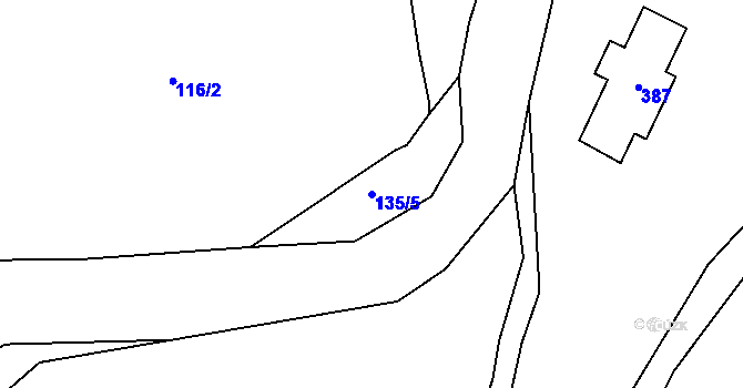 Parcela st. 135/5 v KÚ Haratice, Katastrální mapa