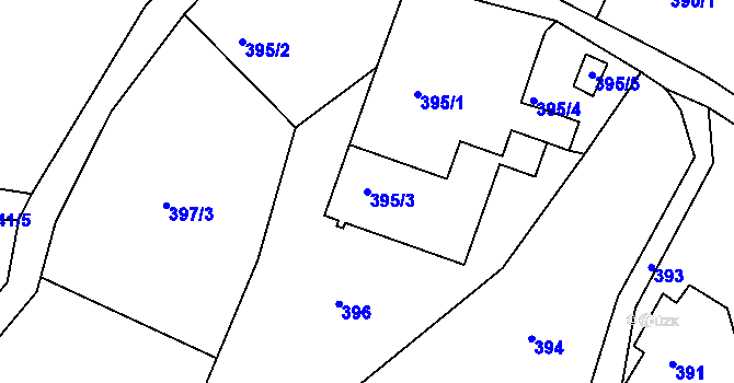 Parcela st. 395/3 v KÚ Haratice, Katastrální mapa
